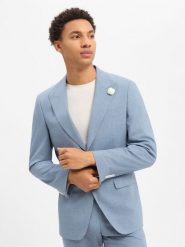 BOSS marynarka z zestawu modułowego z domieszką wełny owczej Mężczyźni Slim Fit wełna ze strzyży niebieski, 50. Niebieskie marynarki męskie Boss, bez wzorów, z wełny, eleganckie. Za 1,299.95 zł.