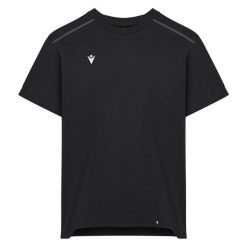 Bawełniana koszulka Macron Andros. Czarne koszulki sportowe męskie Macron, bez wzorów, z bawełny, bez kołnierzyka, bez ramiączek, do piłki nożnej. Za 230.00 zł.