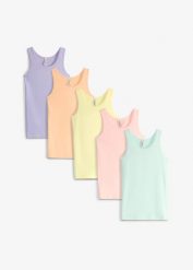 Podkoszulka (5 szt.). Czerwone t-shirty i topy dla dziewczynek bonprix, bez wzorów, bez ramiączek. Za 109.99 zł.