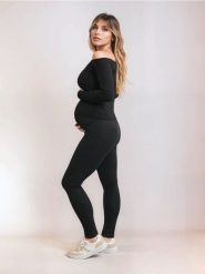 Legginsy MAMA - czarny. Czarne legginsy damskie Sinsay, l, bez wzorów. W wyprzedaży za 24.99 zł.