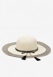 Jasnobeżowy Kapelusz z Chwostami i Koralikami z Szerokim Rondem Vadala. Brązowe czapki i kapelusze damskie Renee, na lato, bez wzorów, boho. Za 39.99 zł.