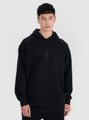 4F Bluza dresowa nierozpinana z kapturem męska - czarna M. Czarne bluzy męskie 4f, m, bez wzorów, z bawełny, z kapturem. W wyprzedaży za 99.99 zł.