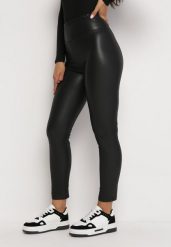 Czarne Legginsy z Imitacji Skóry Fecia. Czarne legginsy damskie Born2be, l, bez wzorów, z jeansu. Za 64.99 zł.