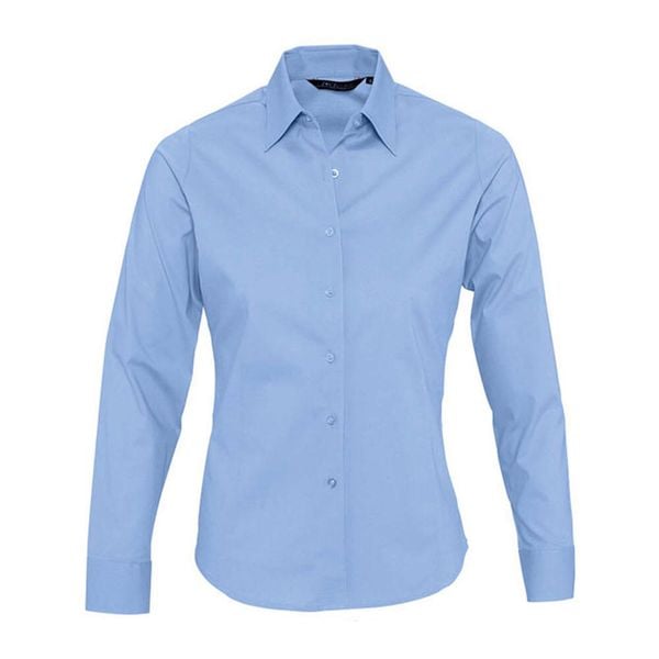 Damska Koszula Biznesowa Z Długim Rękawem Eden Stretch. Niebieskie koszule damskie SOL'S, s, bez wzorów, biznesowe, bez kołnierzyka, bez ramiączek. Za 152.99 zł.