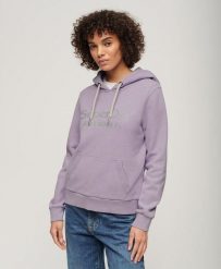 Bluza z kapturem z metalicznym logo Venue. Czerwone bluzy damskie Superdry., bez wzorów, z bawełny, z kapturem. Za 353.95 zł.