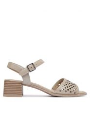 Caprice Sandały 9-28205-46 Szary. Szare sandały damskie Caprice, bez wzorów, ze skóry, bez obcasa, na słupku, bez zapięcia. Za 228.99 zł.