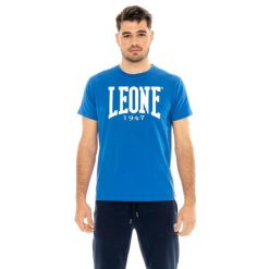 Koszulka oddychający oddychający z bawełna na co dzień. Niebieskie buty sportowe męskie LEONE 1947 APPAREL, z bawełny, bez zapięcia, na fitness i siłownię. W wyprzedaży za 82.10 zł.