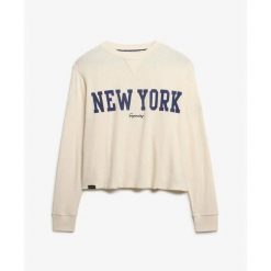 Wzorzysta bluza damska Superdry Athletic Essential. Białe bluzy damskie Superdry., m, bez wzorów, bez kaptura. Za 152.85 zł.