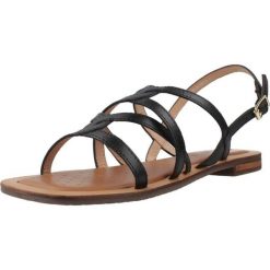 Sandały GEOX D SOZY QC Czarny. Czarne sandały damskie Geox, bez wzorów, ze skóry, bez obcasa, bez zapięcia. Za 331.99 zł.