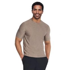 T-shirt sportowy z krótkim rękawem męski Go Dri All Day Tee. Brązowe t-shirty męskie Skechers, m, bez wzorów, z materiału, sportowe, bez kołnierzyka. Za 159.99 zł.