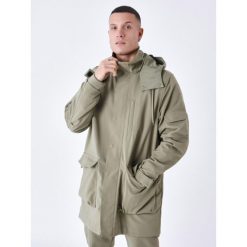 Długa kurtka puchowa z kieszeniami Project X Paris. Zielone kurtki męskie PREMIUM PARTS, na zimę, l, bez wzorów, z materiału, eleganckie, bez kaptura. Za 426.25 zł.