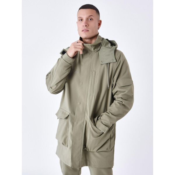 Długa kurtka puchowa z kieszeniami Project X Paris. Zielone kurtki męskie PREMIUM PARTS, na zimę, l, bez wzorów, z materiału, eleganckie, bez kaptura. Za 425.30 zł.