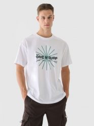 4F T-shirt regular z nadrukiem męski - biały L. Białe koszulki sportowe męskie 4f, l, bez wzorów, z bawełny, klasyczne, bez kołnierzyka. Za 69.99 zł.