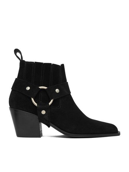 Badura Botki EO-CLEO-501-25 Czarny. Czarne botki damskie Badura, bez obcasa, na słupku, bez zapięcia. Za 429.99 zł.