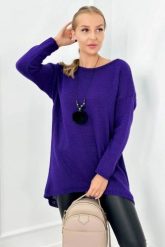 Sweter z naszyjnikiem ciemno fioletowy. Fioletowe swetry damskie KESI, l, bez wzorów, z elastanu, bez kołnierzyka, plus size, bez ramiączek, bez kaptura. Za 154.75 zł.