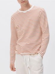 Bawełniany longsleeve - złamana biel. Bluzki z długim rękawem męskie Reserved, l, bez wzorów, z bawełny, bez kołnierzyka. W wyprzedaży za 29.99 zł.