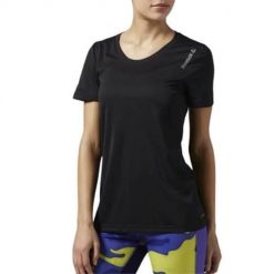 Koszulka treningowa damska Reebok AX9417. Czarne koszulki sportowe damskie Reebok, s, bez wzorów, z materiału, bez kołnierzyka, bez ramiączek, na fitness i siłownię. Za 132.00 zł.