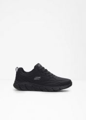 Sneakersy Sketchers. Czarne obuwie sportowe damskie bonprix, bez wzorów. Za 249.99 zł.