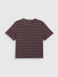 4F T-shirt regular gładki damski - brązowy XS. Brązowe t-shirty damskie 4f, uniwersalny, bez wzorów, z bawełny, bez kołnierzyka. Za 69.99 zł.