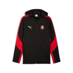 Kurtka dresowa z kapturem Stade Rennais Evostripe. Czarne kurtki męskie Puma, l, bez wzorów, z dresówki, eleganckie, z kapturem. Za 366.85 zł.