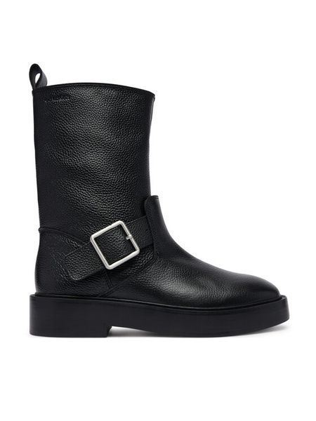Calvin Klein Botki Conc Welt Mid Biker Boot Lth HW0HW03212 Czarny. Czarne botki damskie Calvin Klein, bez obcasa, na płaskiej podeszwie, bez zapięcia. Za 899.99 zł.