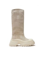 Bronx Kozaki 14367-C Écru. Kozaki damskie Bronx, z materiału, bez obcasa, na płaskiej podeszwie. Za 379.99 zł.