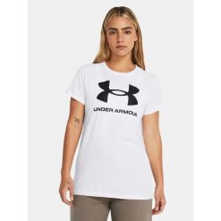 Koszulka fitness damska UNDER ARMOUR 1356305 z krótkim rękawem. Czarne koszulki sportowe damskie Under Armour, s, bez wzorów, bez kołnierzyka, bez ramiączek, na fitness i siłownię. Za 69.99 zł.