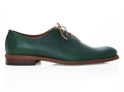 Unikatowe zielone wiedenki/oxfordy T197. Zielone eleganckie półbuty Modini Moda Męska, ze skóry, casualowe, bez zapięcia. W wyprzedaży za 360.00 zł.
