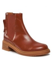 See By Chloé Sztyblety SB41001A Brązowy. Brązowe botki damskie See By Chloé, ze skóry, bez obcasa, na słupku, bez zapięcia. Za 1,679.00 zł.