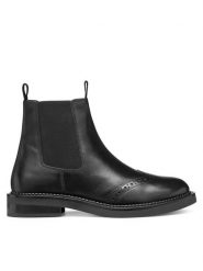 Geox Sztyblety D Serilda D56WYC 00043 C9999 Czarny. Czarne botki damskie Geox, ze skóry, bez obcasa, na płaskiej podeszwie, bez zapięcia. Za 469.99 zł.