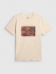 4F T-shirt regular z nadrukiem męski - biały M. Białe koszulki sportowe męskie 4f, m, bez wzorów, z materiału, sportowe, bez kołnierzyka. Za 79.99 zł.
