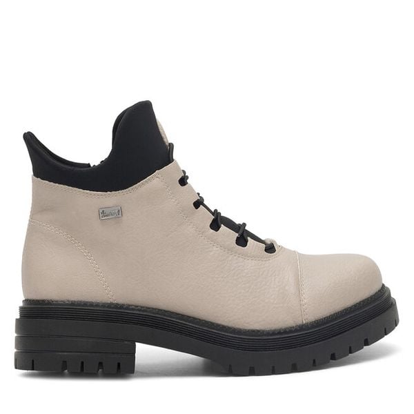 Trzewiki Rieker. Brązowe botki damskie Rieker, bez obcasa, na płaskiej podeszwie, bez zapięcia. Za 319.99 zł.