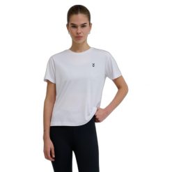 Damski jersey Hummel Pulse. Białe koszulki sportowe damskie Hummel, bez wzorów, z jersey, sportowe, bez kołnierzyka. Za 77.10 zł.