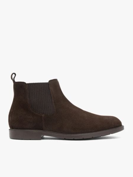 Brązowe welurowe sztyblety. Brązowe botki męskie Ryłko, bez wzorów, ze skóry, przed kolano, bez zapięcia. Za 499.99 zł.