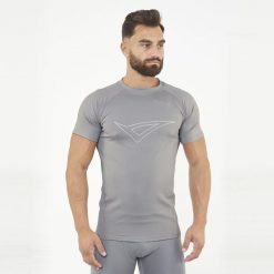 Koszulka termiczna treningowa IRONBOY TEE. Szare koszulki sportowe męskie Legea, m, bez wzorów, bez kołnierzyka, bez ramiączek. W wyprzedaży za 85.50 zł.