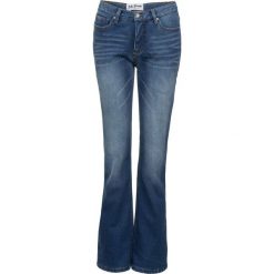 Dżinsy dresowe ocieplane BOOTCUT bonprix niebieski. Niebieskie jeansy damskie bonprix. Za 149.99 zł.