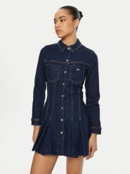Tommy Jeans Sukienka jeansowa DW0DW20533 Granatowy Regular Fit. Niebieskie sukienki damskie Tommy Jeans, m, bez wzorów, z bawełny, bez kołnierzyka, bez ramiączek. Za 389.99 zł.