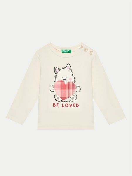 United Colors Of Benetton Bluzka 3P4ZG10FV Écru Regular Fit. Bluzki dla dziewczynek United Colors Of Benetton, bez wzorów, z bawełny, bez kołnierzyka, bez ramiączek. Za 39.99 zł.