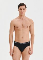 PAKO LORENTE – Zestaw 3 par czarnych slipów męskich. Czarne skarpety męskie Pako Lorente, bez wzorów, z bawełny. Za 99.99 zł.