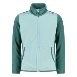 Bluza dziecięca turystyczna CMP 34G6405. Zielone bluzy dla dziewczynek CMP, na zimę, bez wzorów, z polaru, bez ramiączek, bez kaptura. Za 129.99 zł.