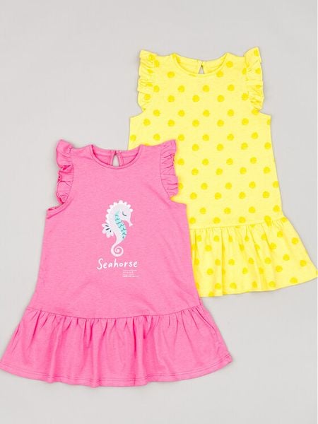 Zippy Komplet sukienek ZBGAP0501 23007 Kolorowy Regular Fit. Sukienki dla dziewczynek zippy, bez wzorów, z bawełny, bez ramiączek. Za 69.99 zł.