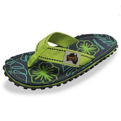 Japonki Gumbies Islander Flip-Flops Lime Hibiscus GU-FFISL148 zielone. Zielone klapki męskie z gumy, sportowe. Za 270.62 zł.