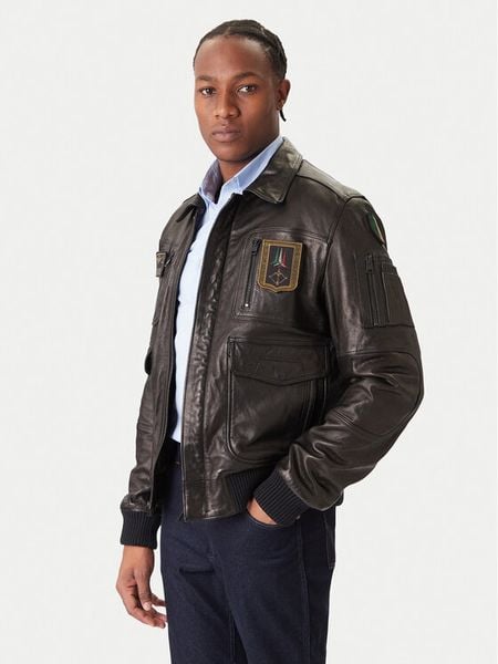 Aeronautica Militare Kurtka skórzana 252PN0846U100839 Czarny Regular Fit. Czarne kurtki męskie Aeronautica Militare, m, bez wzorów, ze skóry, bez kaptura. Za 3,689.00 zł.