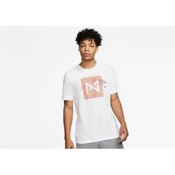 Koszulka sportowa męska Nike Pg Dri-fit. Białe koszulki sportowe męskie Nike, m, bez wzorów, bez kołnierzyka, bez ramiączek, dri-fit (nike). Za 225.00 zł.
