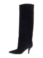 Guess Kozaki FLFLAN SUE11 Czarny. Czarne kozaki damskie Guess, ze skóry, bez obcasa, na szpilce. Za 1,059.00 zł.