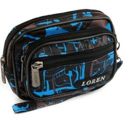 Saszetka na pasek do spodni czarno-niebieska Loren S02-600D-2. Czarne paski damskie Loren, z materiału. Za 9.99 zł.