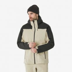 Kurtka narciarska i snowboardowa męska Quechua 500. Brązowe kurtki sportowe męskie WED'ZE, na zimę, l, bez wzorów, z materiału, narciarskie. Za 399.99 zł.