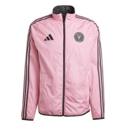 Kurtka dresowa Inter Miami FC 2024/25. Czerwone kurtki męskie Adidas, bez wzorów, z dresówki, do piłki nożnej. W wyprzedaży za 378.00 zł.