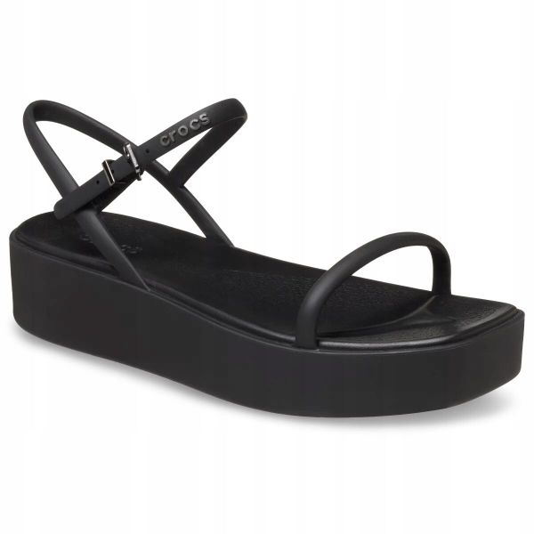 Sandały dla Kobiet Crocs Miami Platform Y Strap Sandal. Czarne sandały damskie Crocs, bez wzorów, z materiału, bez obcasa, bez zapięcia. Za 199.99 zł.