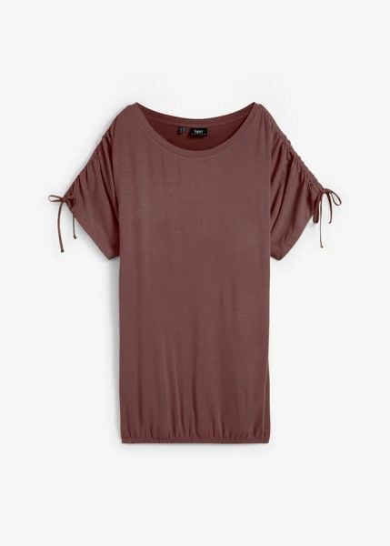 Bluzka z lejącej wiskozy. Żółte bluzki damskie bonprix, bez wzorów, z wiskozy, eleganckie, bez kołnierzyka, bez ramiączek. Za 69.99 zł.